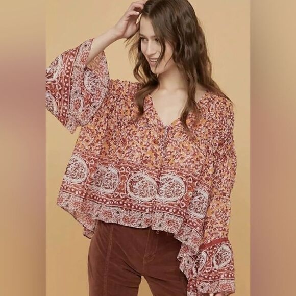Free People XS Top Boho Cottagecore Fairy Grunge Whimsigoth Gypsy Bell Sleeves - Picture 15 of 15